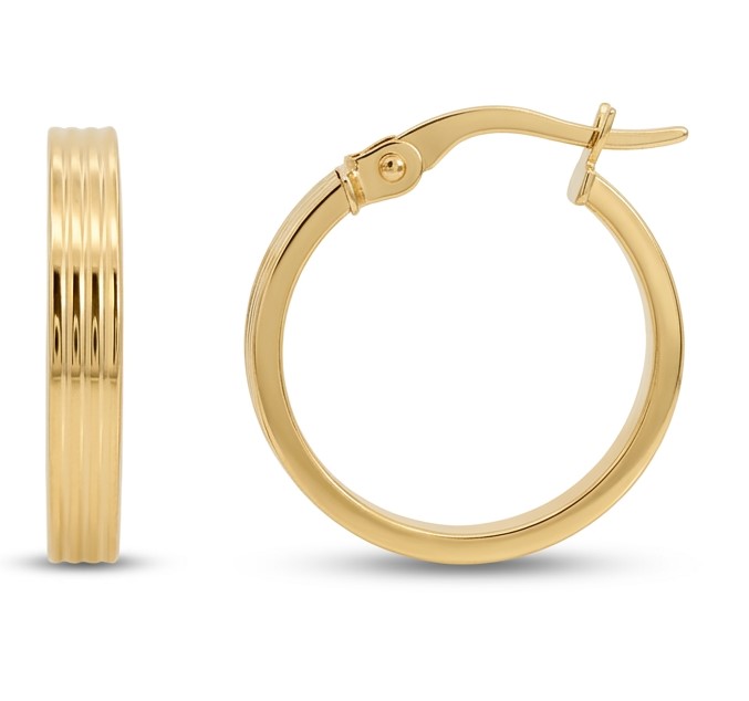 AROS RAYADOS 18x3MM.CIERRE CATALAN.9 KILATES