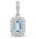 COLGANTE CUADRADO AGUA MARINA  6x4MM(0.45 CT)Y BRILLANTES DI 22 RD 0.15  CT TW