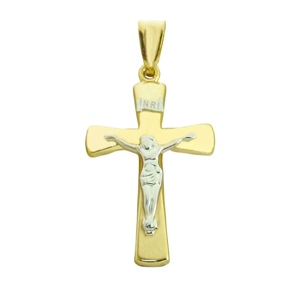 CRUZ CON CRISTO BICOLOR 28x17MM