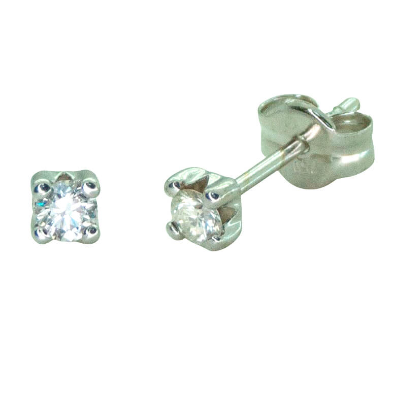 2'5MM DIAMOND STUD EARRINGS.0.12 CT TW.H-SI.PUSH BACK.WHITE GOLD.