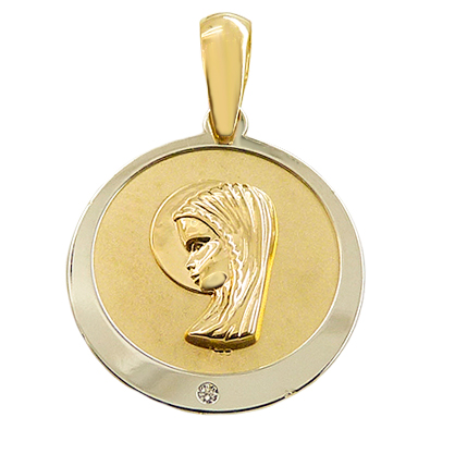 MEDALLA VIRGEN NIÑA ARENADA 14MM BICOLOR