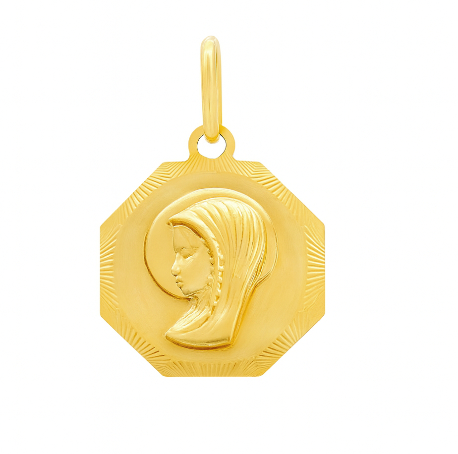 MEDALLA VIRGEN NIÑA OCTOGONAL TALLADA 15MM
