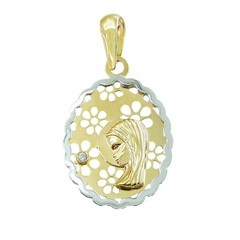 MEDALLA VIRGEN NIÑA OVAL 17*15 MM BICOLOR