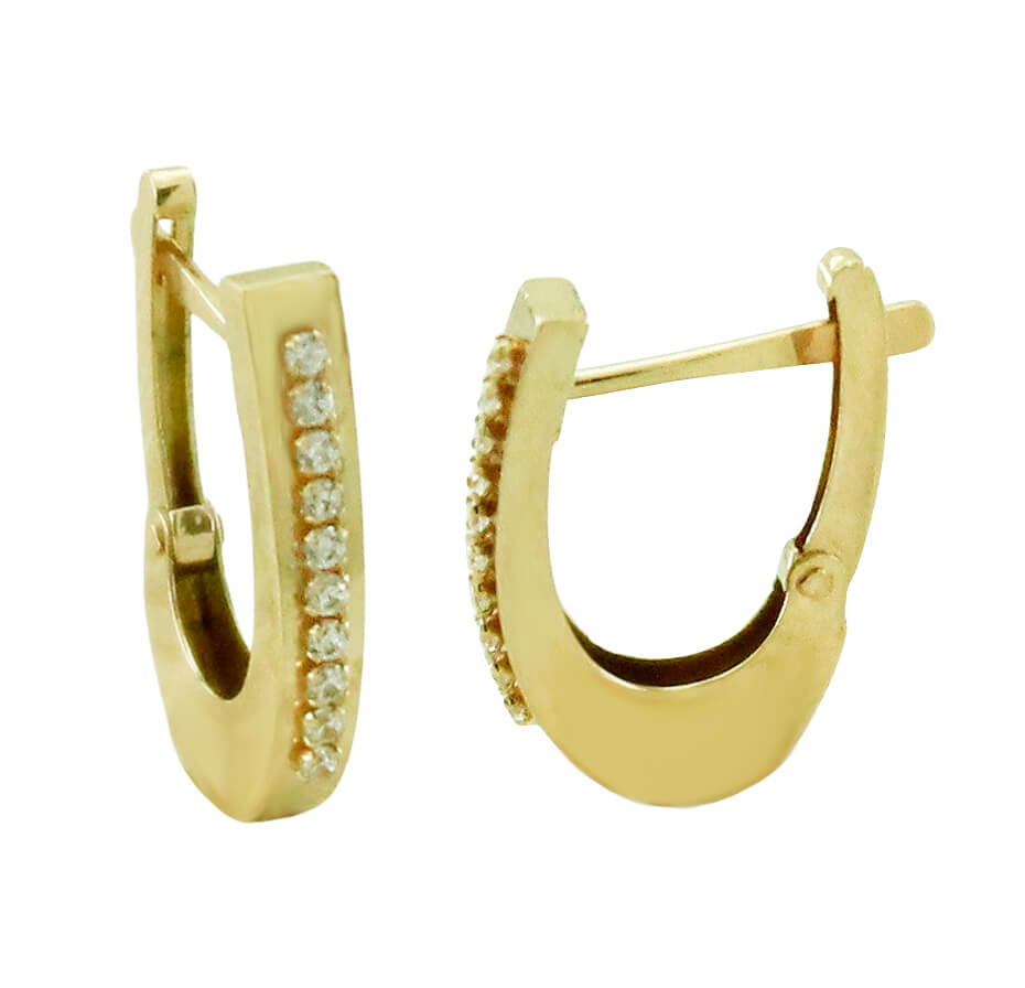 15x2'5MM SQUARE HOOP EARRINGS WITH CZ.