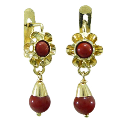 PENDIENTES ARQUILLO BOLA COLOR CORAL.CATALAN 15MM.