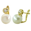PENDIENTES CHATON 3MM Y PERLA BOTON 10MM.CATALAN Perla Cultivada
