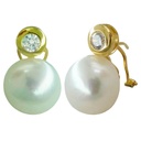 10/11 MM BUTTON PEARL OMEGA BACK EARRINGS.