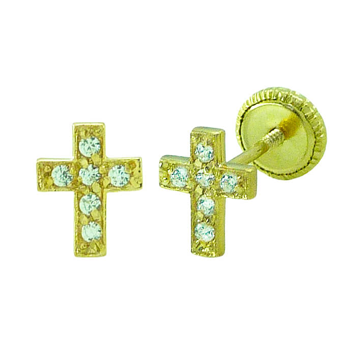 8x6MM CROSS STUD EARRINGS.SCREW BACK.