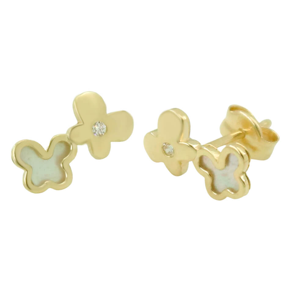 10x5MM MOTHER OF PEARL BUTTERFLIES EARRINGS.