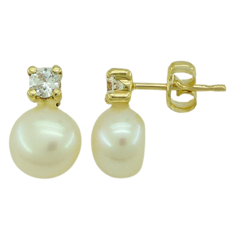 PENDIENTES GARRA DE 3MM Y PERLA BOTON DE 7/7'5MM.PRESION. Perla Cultivada