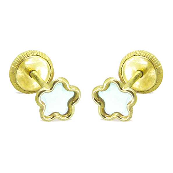 5MM MOTHER OF PEARL FLOWER EARRINGS.SCREW BACK.