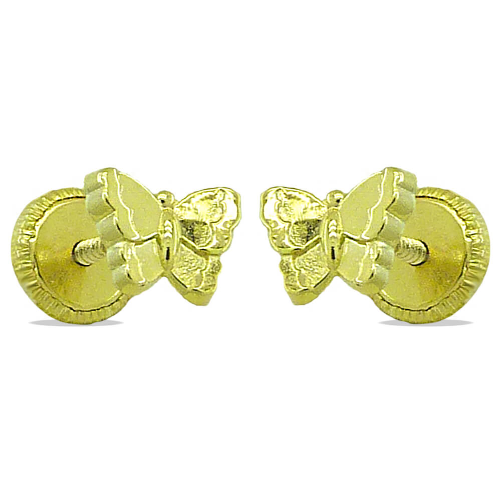 6MM BUTTERFLY STUD EARRINGS.SCREW BACK.