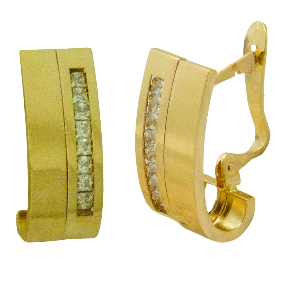 13x7MM LEVERBACK EARRINGS WITH CARRE CZ.