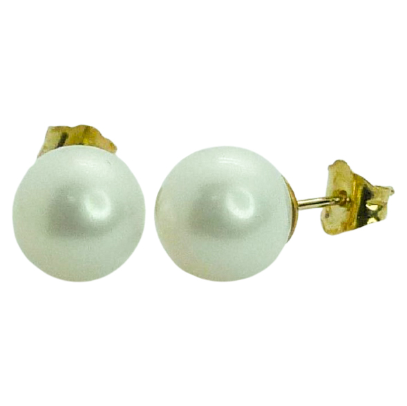 PENDIENTES PERLA ESFERICA DE 8/9MM.PRESION. Perla Cultivada
