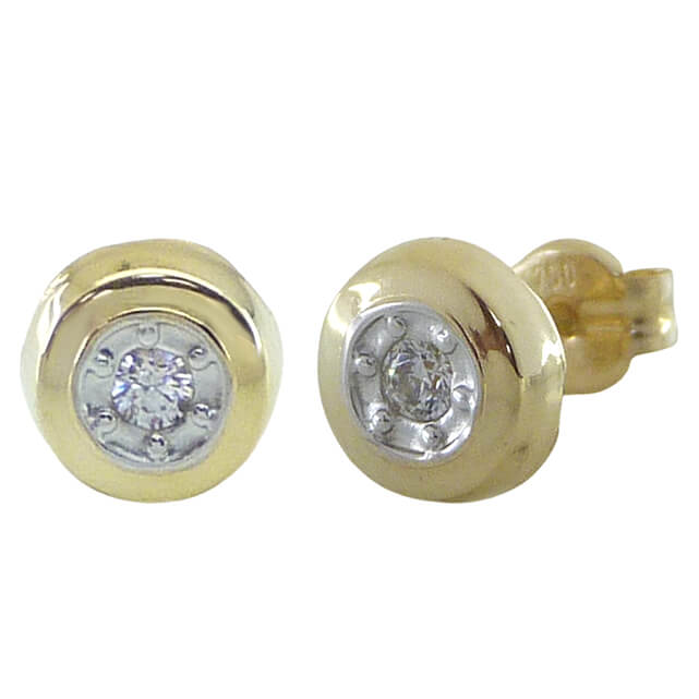 5MM TWO TONE ROUND STUD EARRINGS