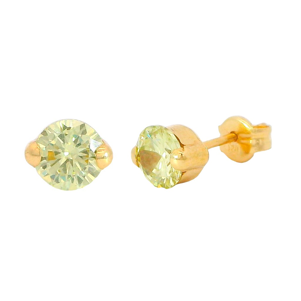 PENDIENTES PIEDRA COLOR  CITRINO REDONDA 5MM PRESION