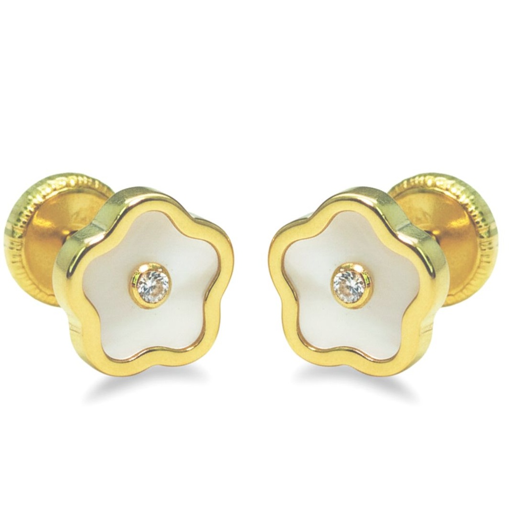 PENDIENTES FLOR DE NÁCAR 6'5MM.ROSCA.