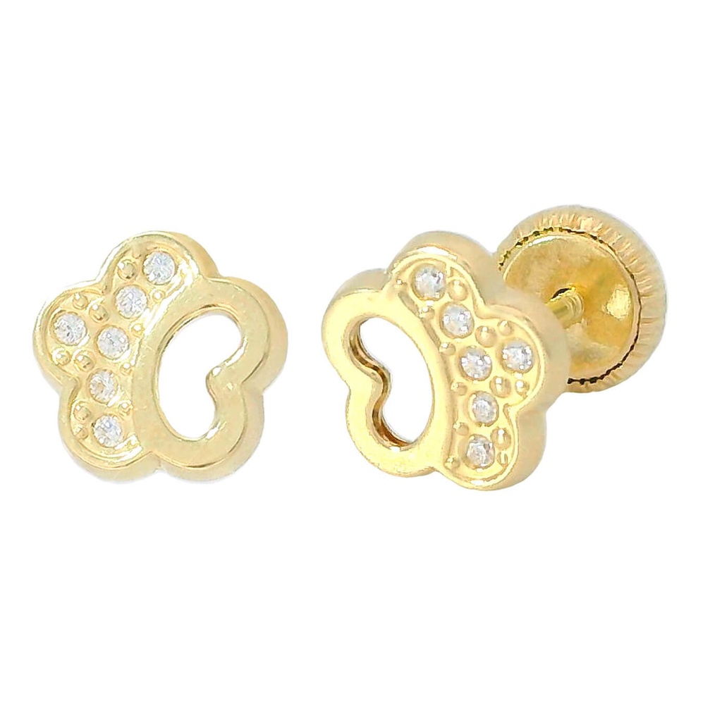 6MM FLOWER STUD EARRINGS.SCREW BACK.
