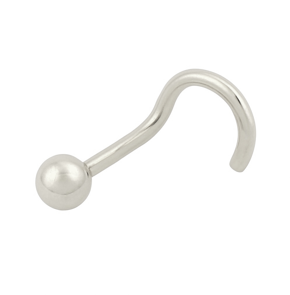 2MM BALL WHITE GOLD NOSE PIERCING.
