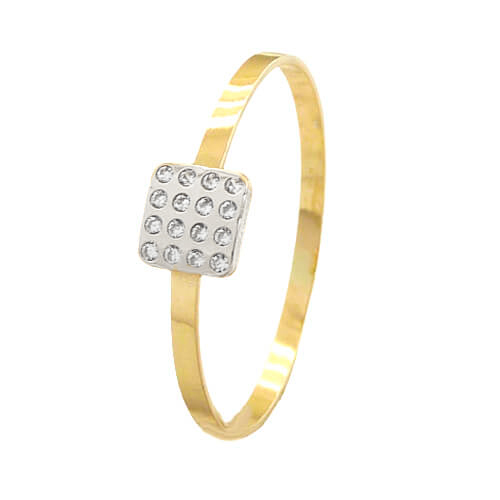 TWO TONE GOLD SQUARE RING.