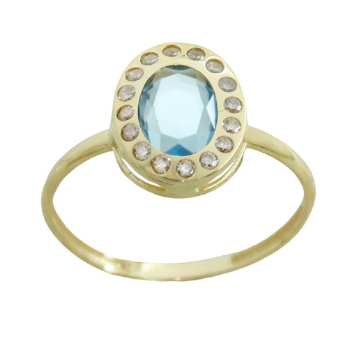 [5796/SA] 8x6MM AQUAMARINE COLOR OVAL CZ RING.
