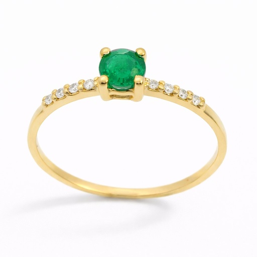 [B4155/SE] SORTIJA ESMERALDA REDONDA 4MM 8 BRILLANTES 1MM H-SI 0.06 CT
