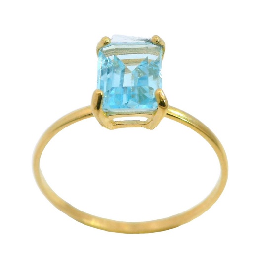 [3974/SA] 7x5MM SKYBLUE SOLITAIRE RING.