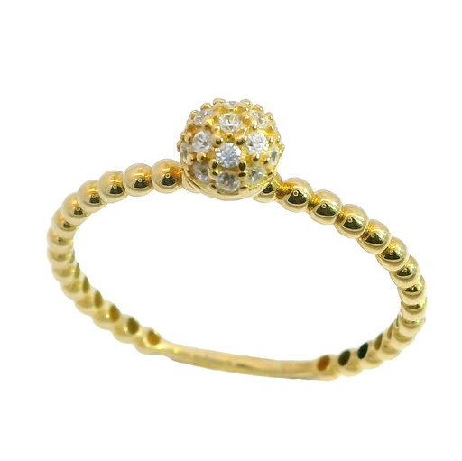 [3881] GOLD BALLS AND CZ RING.