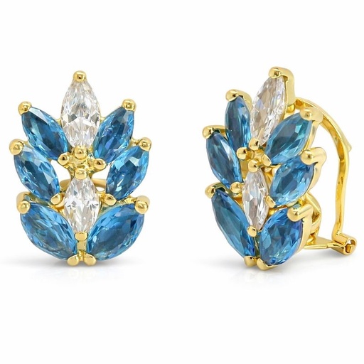 [5902A] PENDIENTES ESPIGA 6x3MM CIRCONITA COLOR AGUAMARINA.