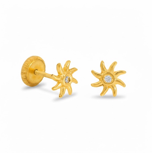 [5923] SUN STUD EARRINGS WITH CZ.5MM.SCREWBACK.