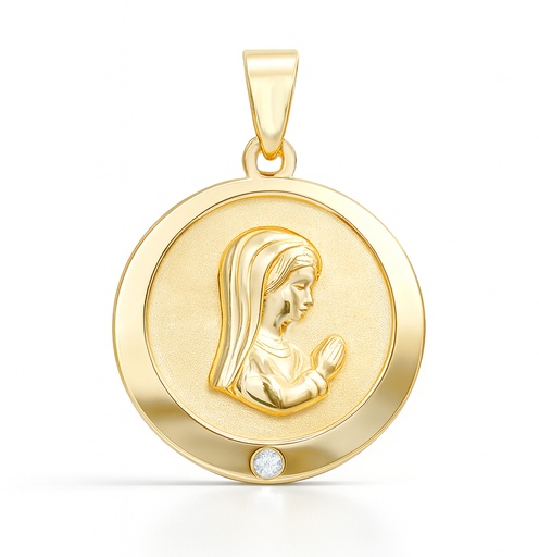 [5948] MEDALLA VIRGEN NIÑA REDONDA SATINADA  18 MM