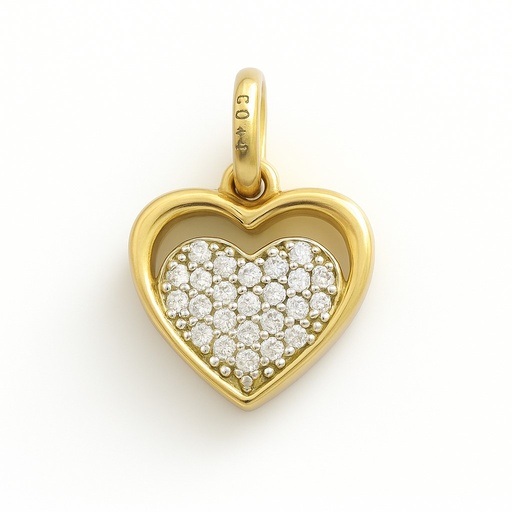 [00033] 11x9MM HEART PENDANT WITH CZ.