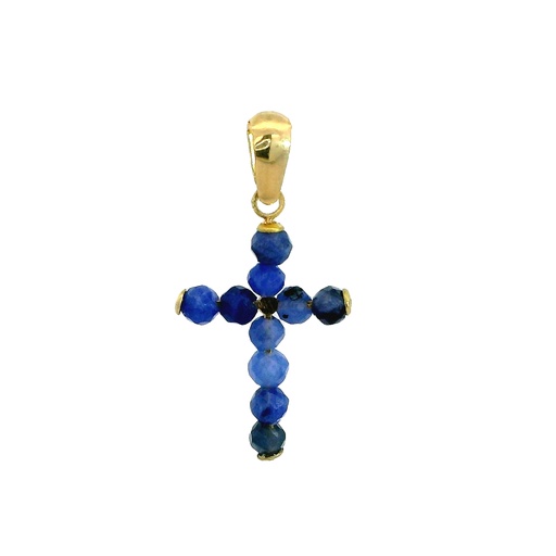 [00083Z] 2.5MM. SAPPHIRE COLOR BALLS CROSS PENDANT.20x13MM.