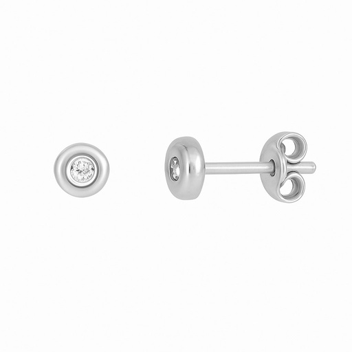 [00089B] PENDIENTES CHATON CIRCONITA DE  2MM.ROSCA.ORO BLANCO.