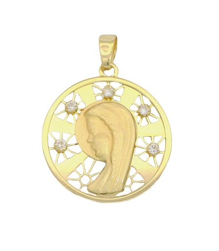 [00129] 18MM ROUND VIRGIN MEDAL WITH CZ.