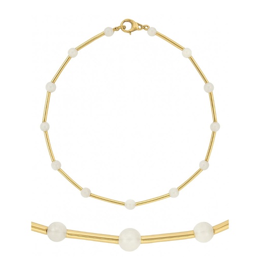 [00137PUN] GOLD TUBES AND MOONSTONES.17CM.
