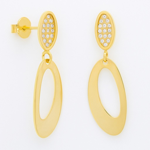 [00142] 23x6MM DANGLING EARRINGS WITH CZ.
