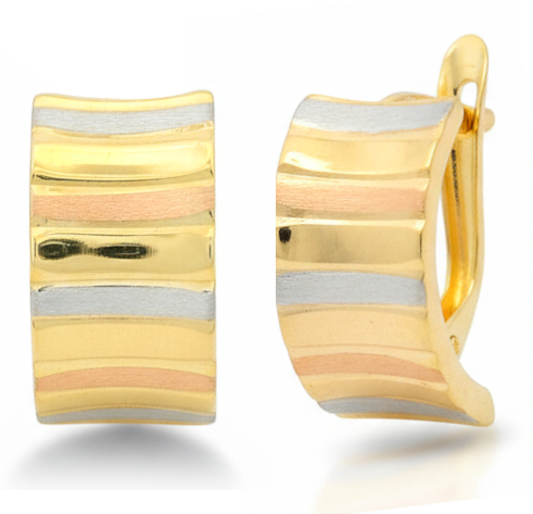 [9K0009] MEDIOS AROS TRICOLOR  CIERRE  CATALAN.13x7MM. 9KILATES