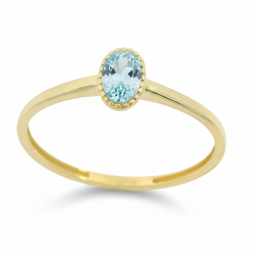 [9K0058SA] 6x4MM AQUAMARINE COLOR RING.9 KARAT