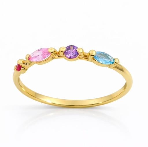 [9K0062] SORTIJA CIRCONITAS COLORES PASTEL. 9KILATES