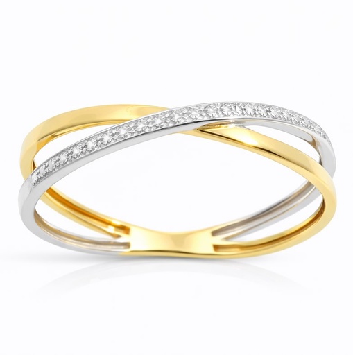 [9K0068] SORTIJA  BICOLOR  CON DIAMANTE 0.004 CT .9 KILATES