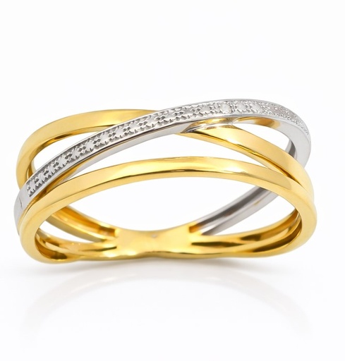 [9K0069] SORTIJA  BICOLOR CON DIAMANTE  0.004 CT TW.9 KILATES