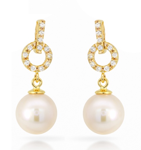 [9K0070] 7MM FRESHWATER PEARL AND CZ EARRINGS.PUSHBACK