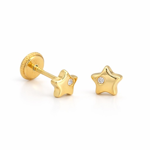 [00208] 5MM BABY STAR EARRINGS WITH CZ.SCREW BACK