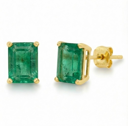 [3974E] PENDIENTES ESMERALDA NATURAL 7x5MM.PRESION.