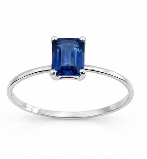 [3974/SZB] 7x5MM SAPPHIRE WHITE GOLD RING