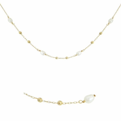 [9K00185] GARGANTILLA BOLAS Y  PERLAS CULTIVADAS. 45CM 9 KILATES