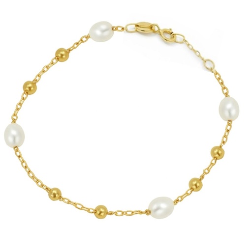 [9K00185PU] PULSERA BOLAS Y PERLAS .17CM 9K