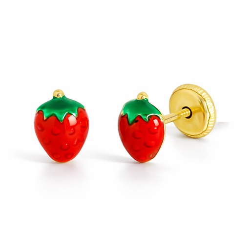 [00215] PENDIENTES FRESA ESMALTE ESPALDA FORRADA.ROSCA.5MM