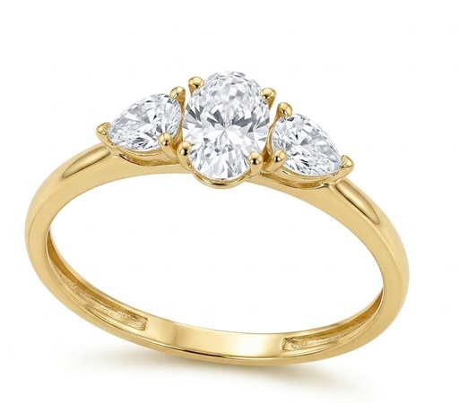 [9K0085] SORTIJA CIRCONITA CON GARRAS 6x4 .9 KILATES